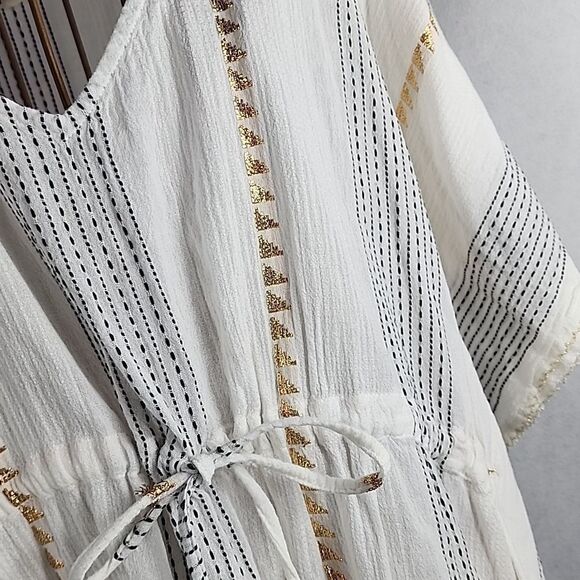 Swimsuit Cover~up with Metallic Thread Detail & Drawstring - Picture 11 of 16